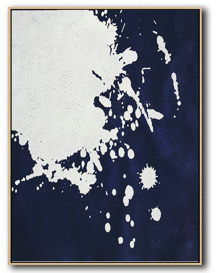 Buy Hand Painted Navy Blue Abstract Painting Online,Canvas Wall Paintings #M9M4